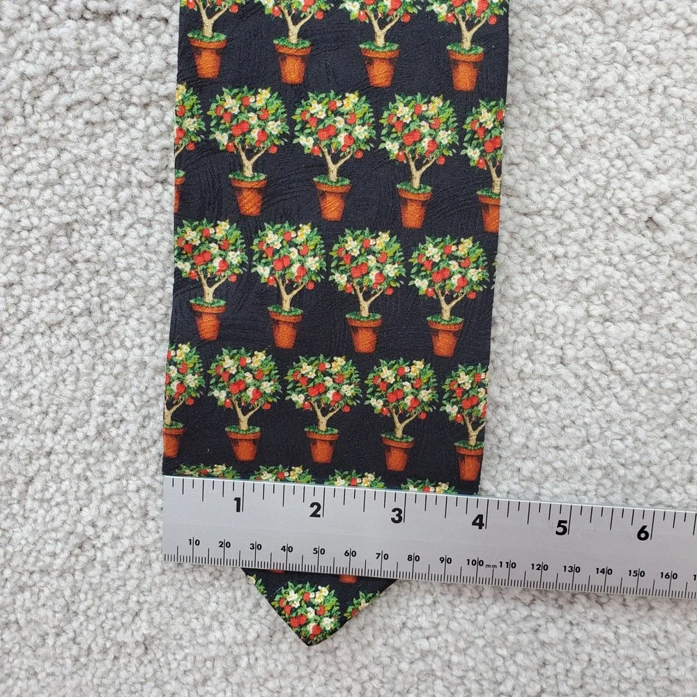 Ermenegildo Zegna Silk Necktie Mens One Size Multicolor Fruit Tree Print Novelty